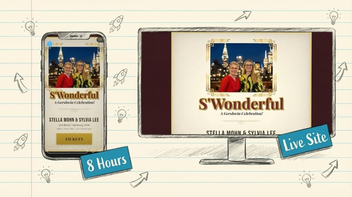 Static website built in 8 hours with Claude Code - mobile and desktop versions of S'Wonderful concert site